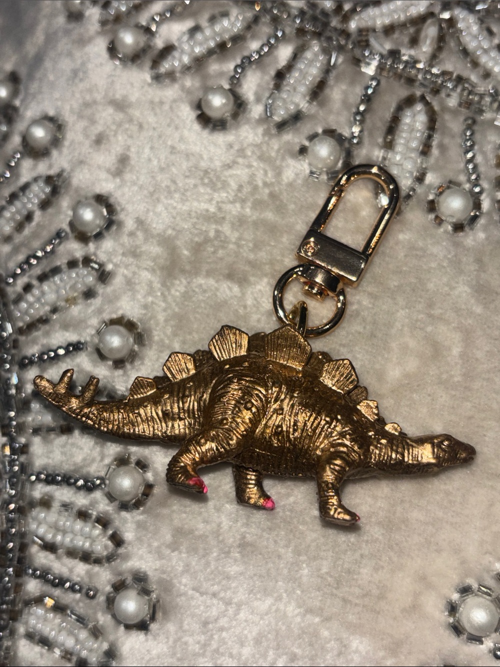KB keychain handmade gold tone girly dinosaur small keychain cute funny unique - Picture 2 of 4